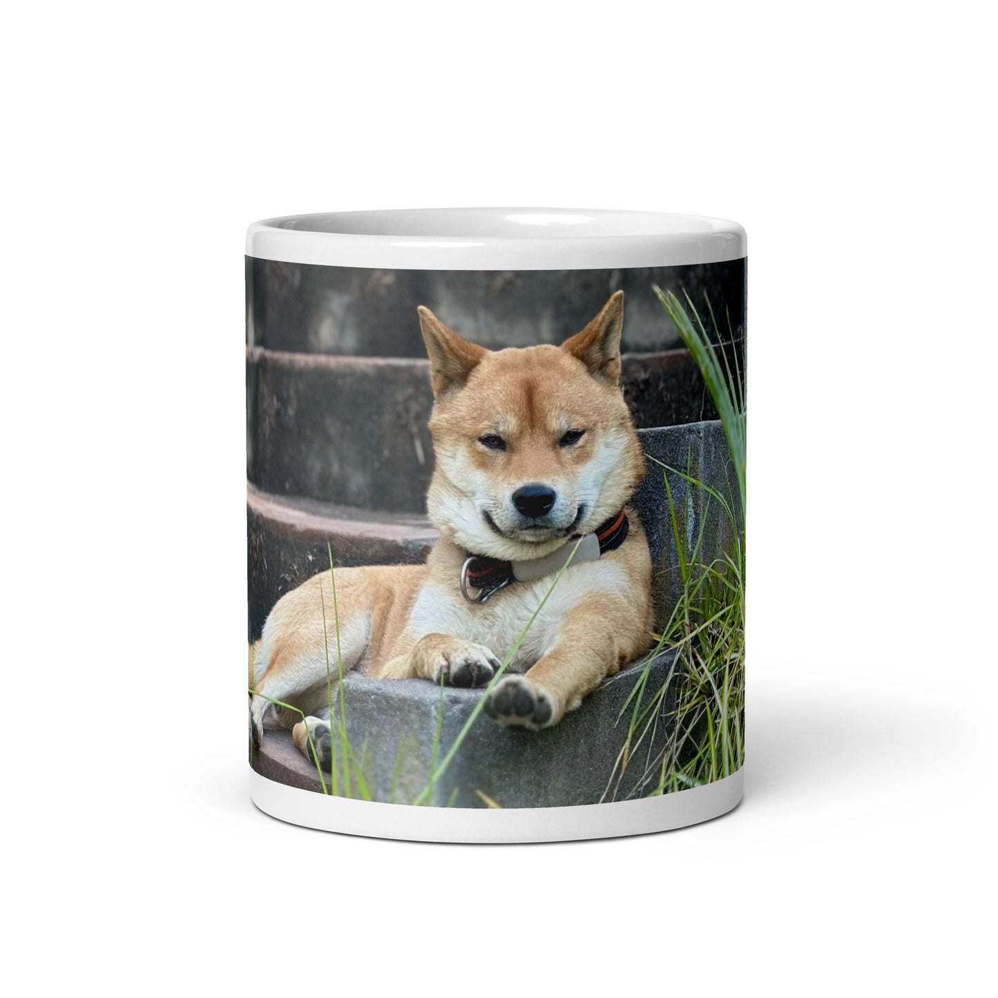 Tifón - Taza blanca brillante Shiba Inu