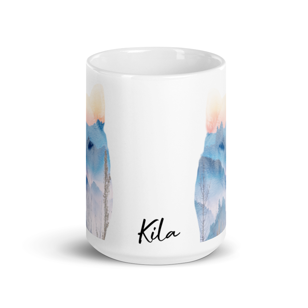 Killa White Shiba Inu - Taza blanca brillante