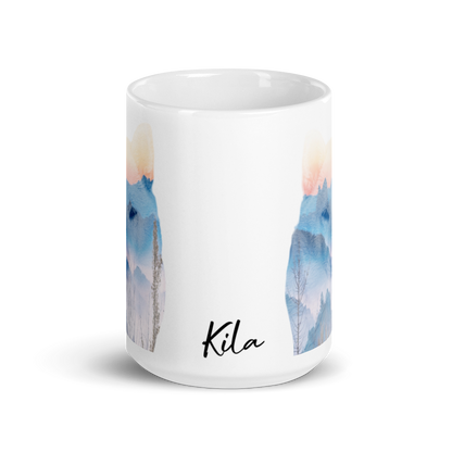 Killa White Shiba Inu - Taza blanca brillante